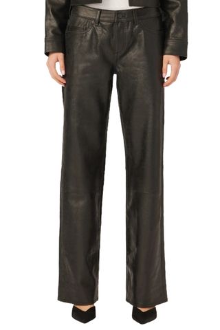 Drue Low Rise Straight Leg Leather Jeans