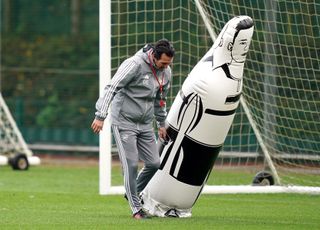 Emery was always hands-on during Arsenal training sessions.