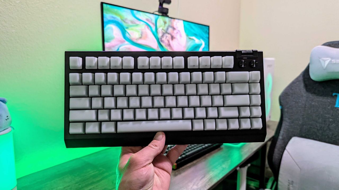 Image of the Razer BlackWidow V4 75% Barebones gaming keyboard.