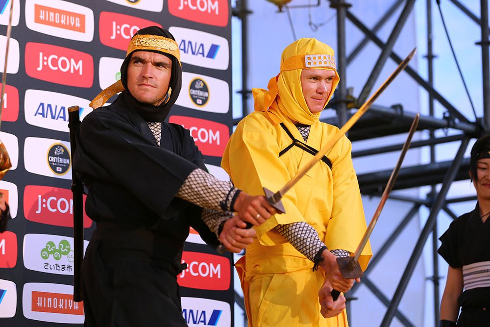 Greg van Avermaet and Chris Froome cross swords