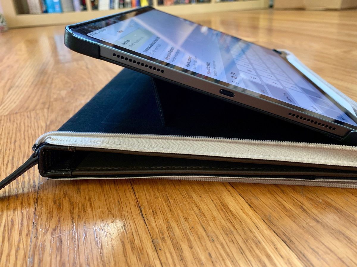 A side view of the typing angle on the BookBook Vol 2 for iPad Pro