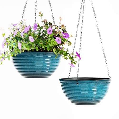 10 Inch Hanging Planters for Indoor Plants, Glazed Hanging Basket, 2 Pack