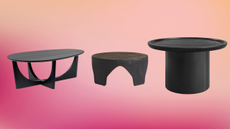 black coffee tables on a colorful background