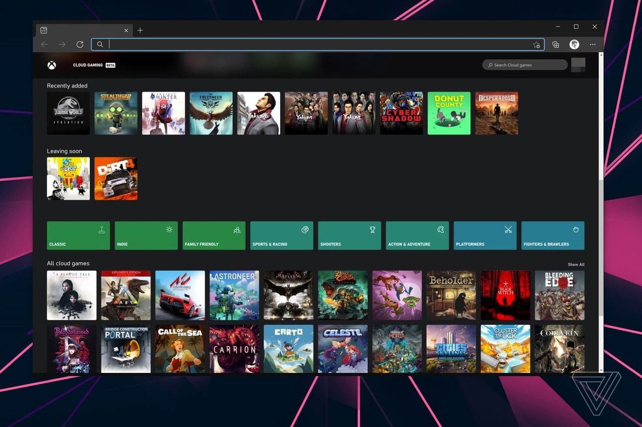 xCloud game streaming on the web