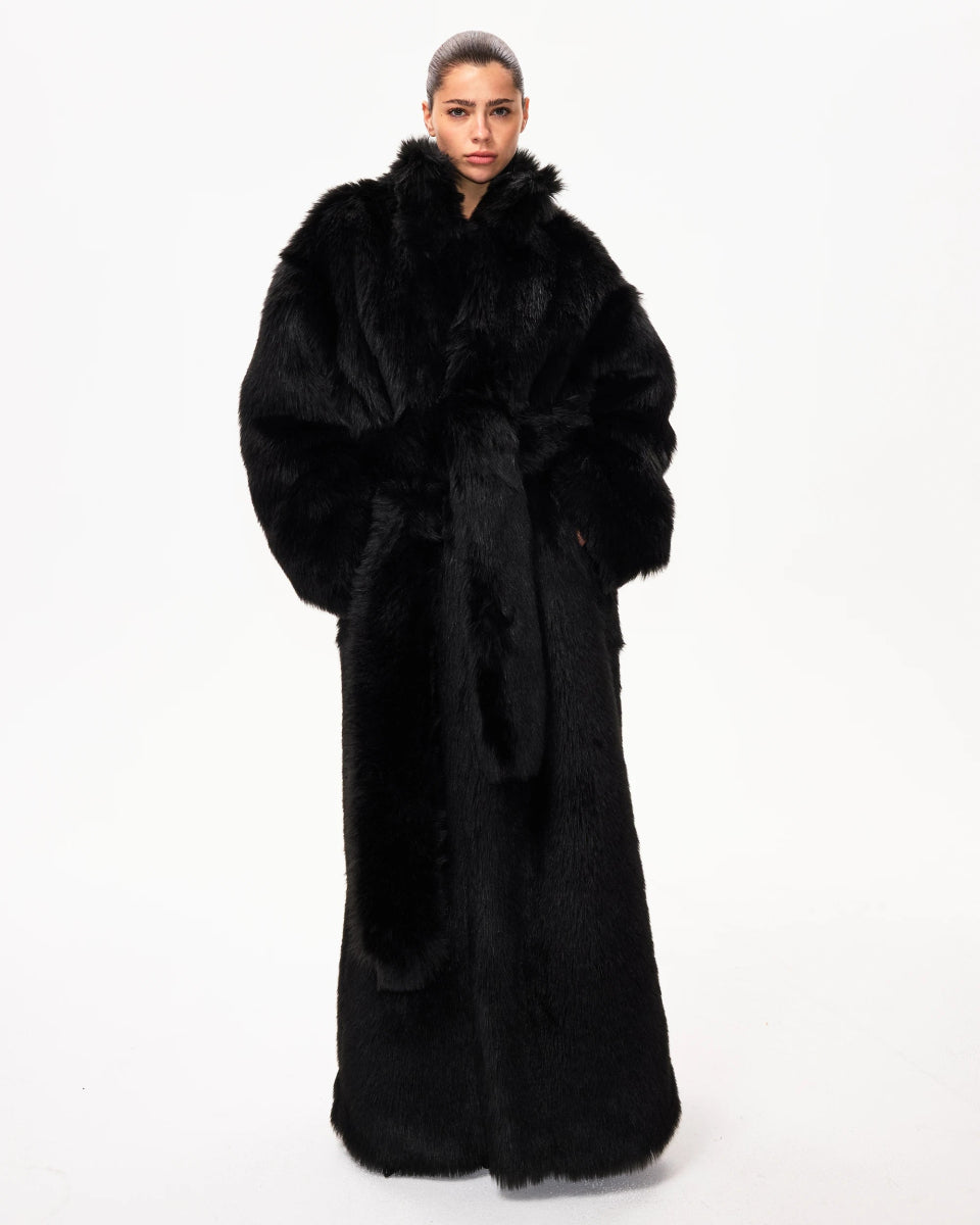 Faux Fur Coat | Black