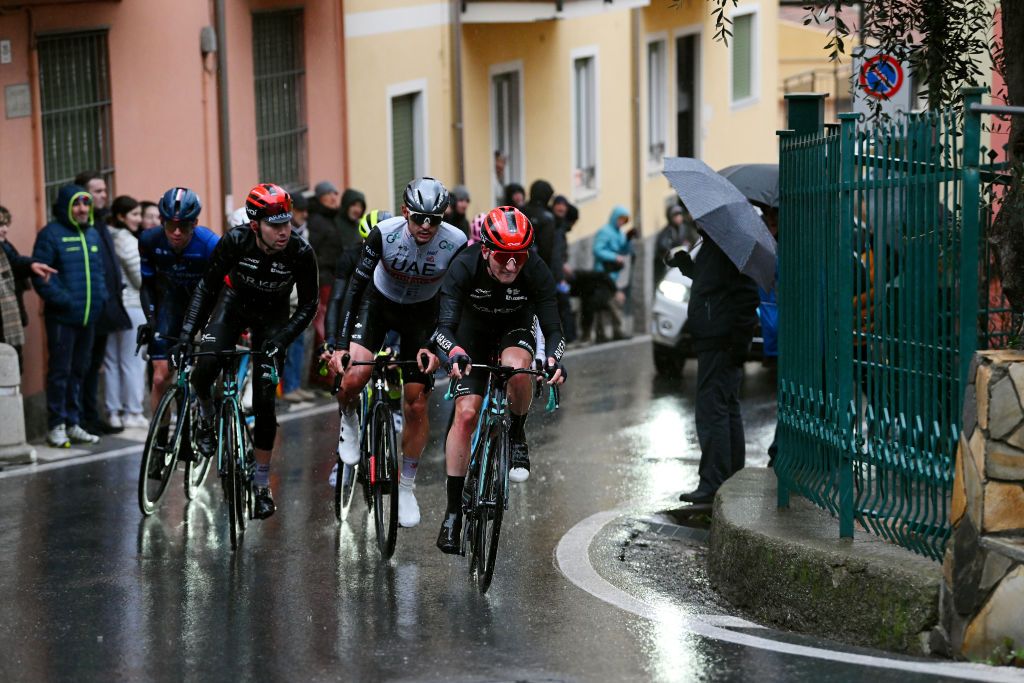LAIGUEGLIA ITALY MARCH 01 Ewen Costiou of France and Team Arkea Samsic competes in the chase group during the 60th Trofeo Laigueglia 2023 a 2013km one day race in Laigueglia TrofeoLaigueglia on March 01 2023 in Laigueglia Italy Photo by Dario BelingheriGetty Images