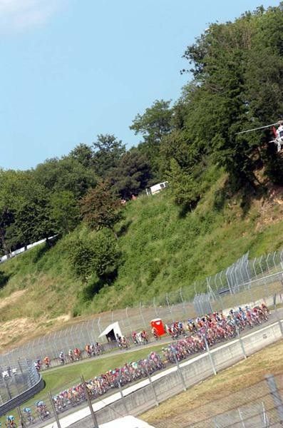 Riders on the Mugello track in Tuscany.
