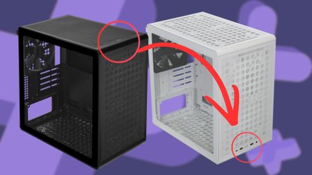 Two different Cooler Master Q300L V3 cases with different front IO panel positions