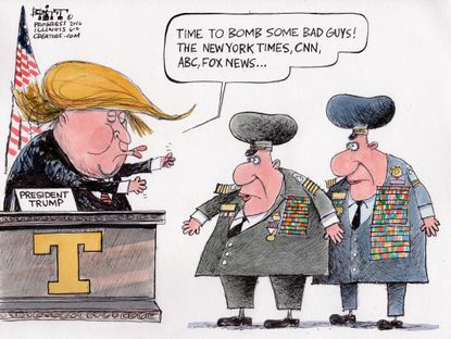 Political Cartoon U.S. trump Media 2016