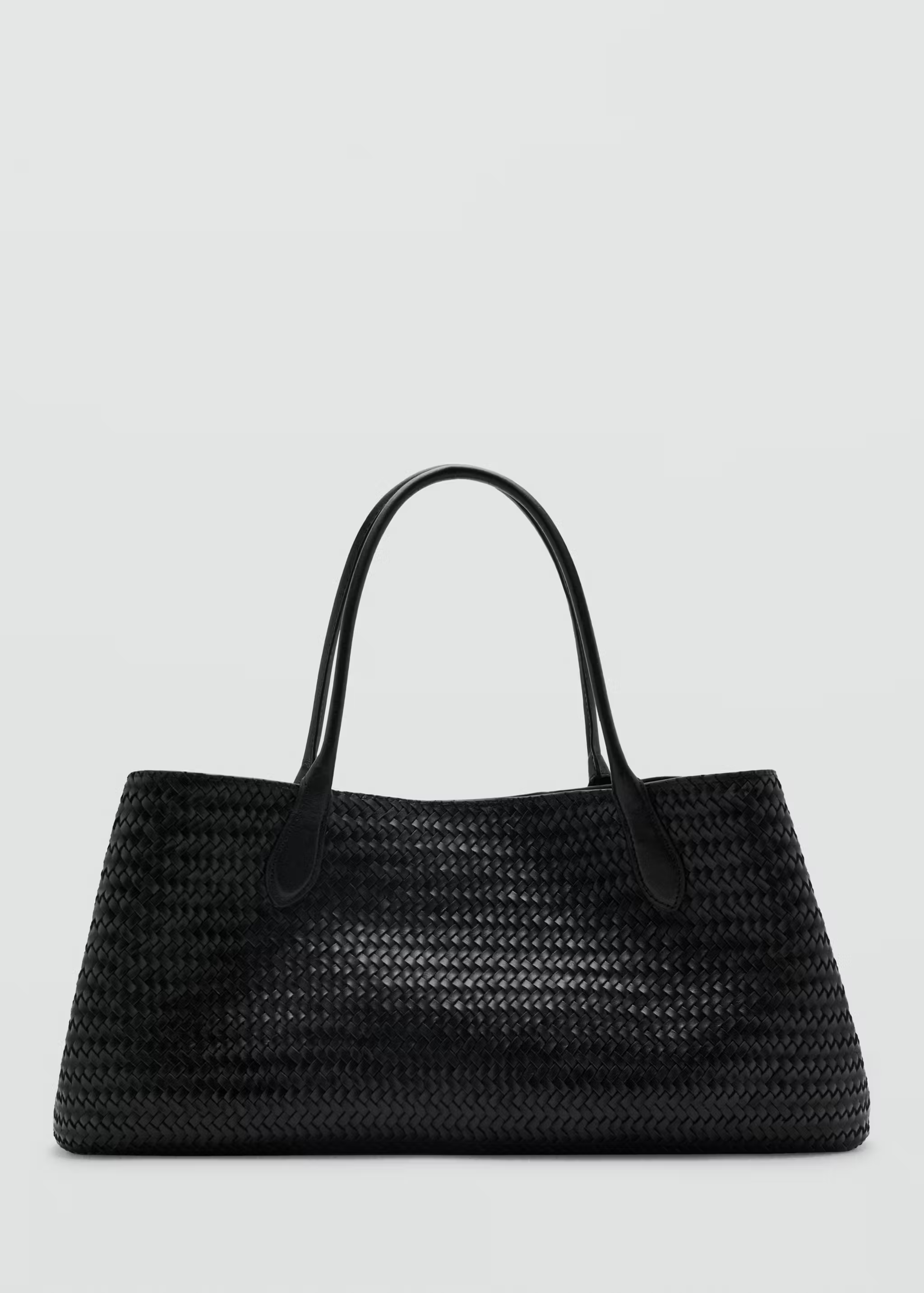 MANGO, Large Braided Leather Shoulder Bag