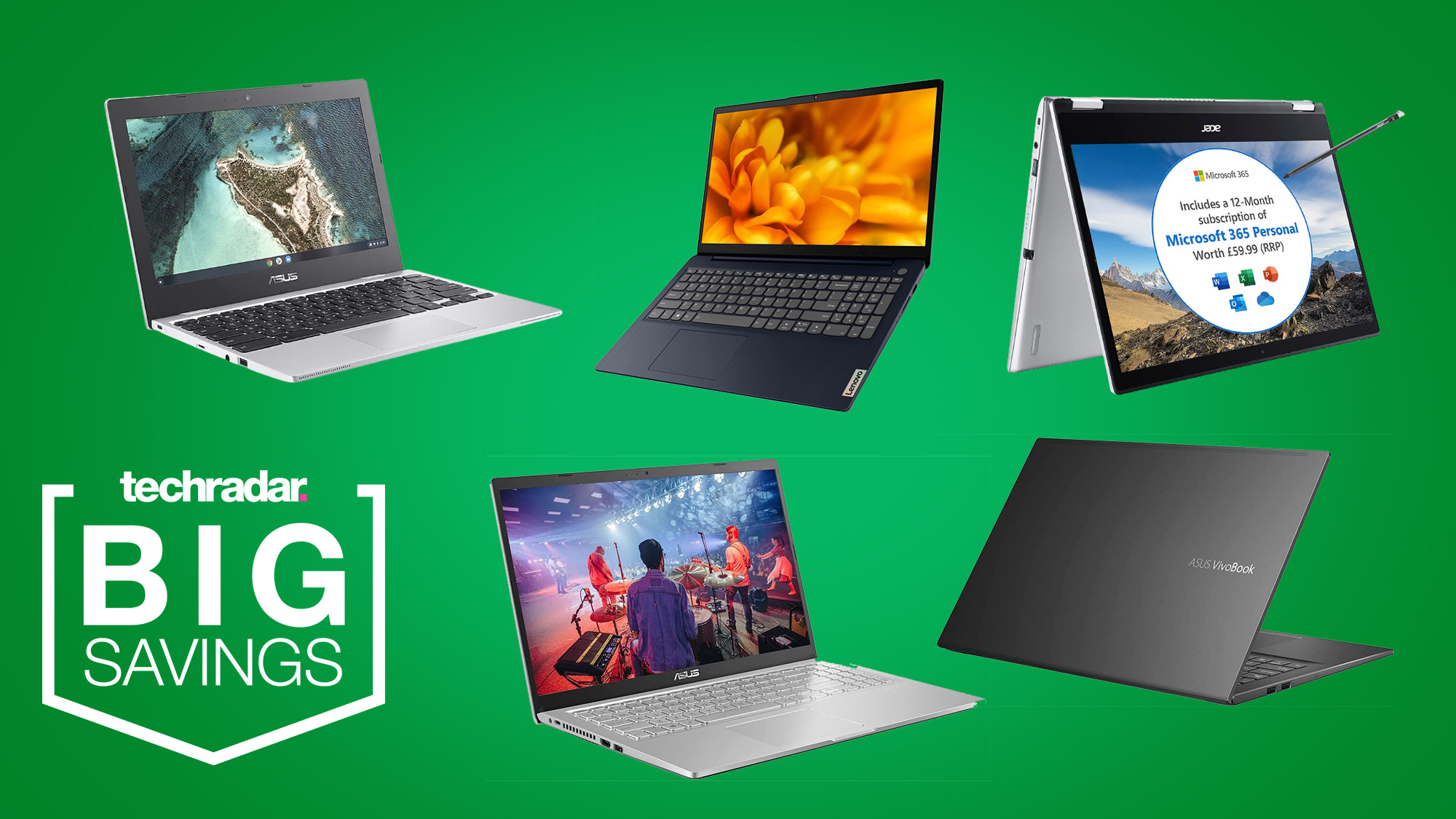 A selection of Asus, Acer and Lenovo laptop deals from the Amazon Spring Sale