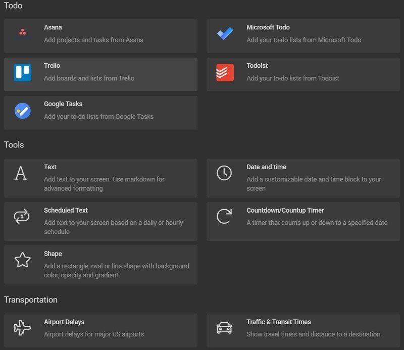 Dakboard Blocks Screenshot
