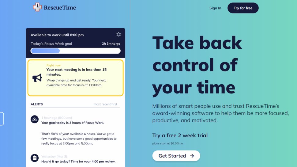 Website screenshot for RescueTime