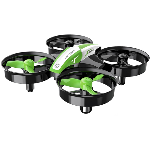 A green and black Holy Stone HS210 drone