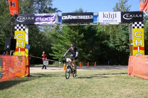 A racer cruises in for the finish
