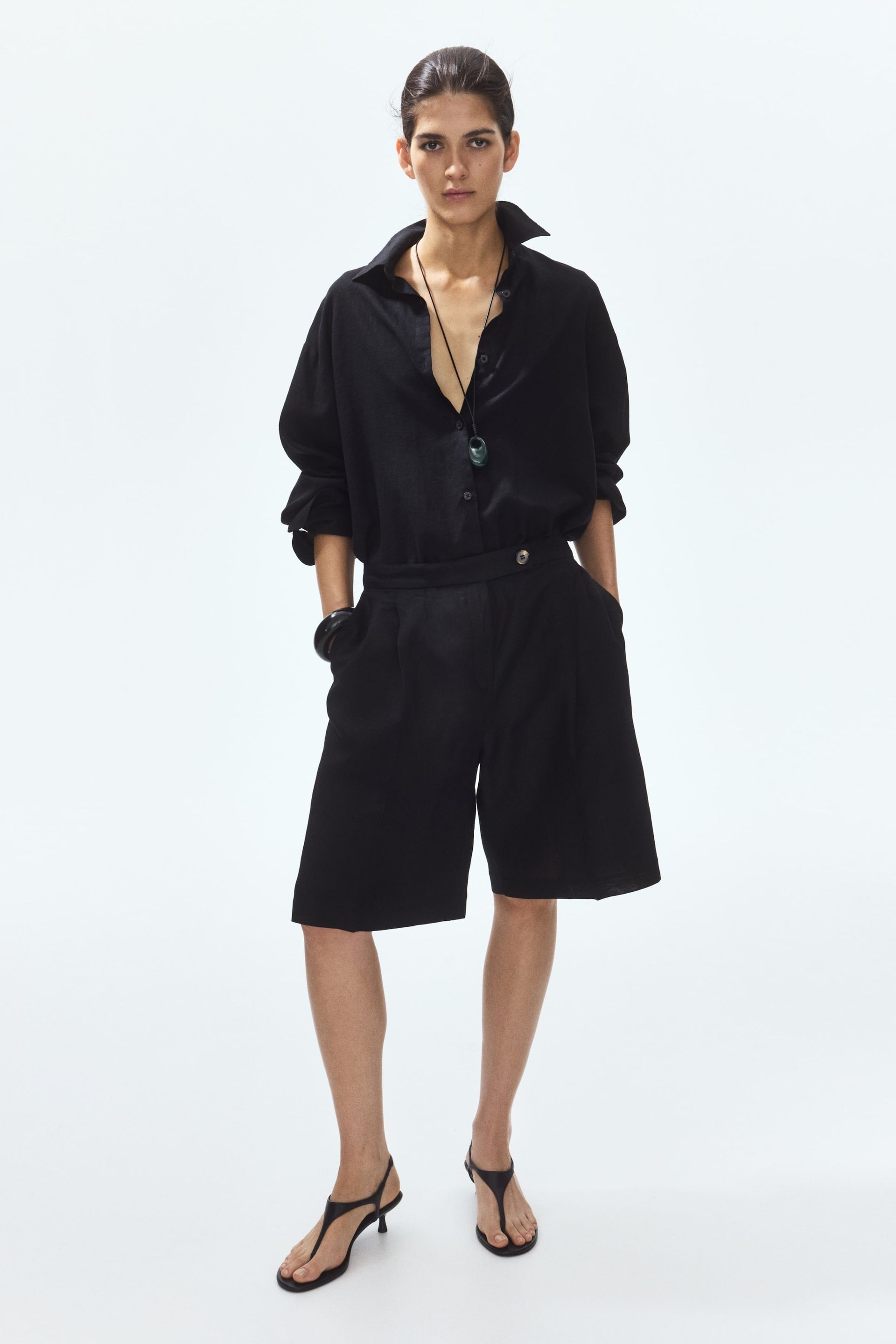 Linen-Blend Bermuda Shorts