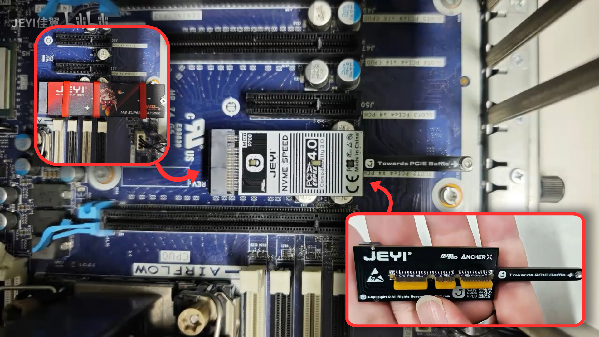 New flat M.2 SSD adapter doesn't stick out from the motherboard, unlocking PCIe slots hidden under massive GPUs — JEYI's new 'ArcherX' AIC lays completely flush and supports PCIe 4.0 speeds