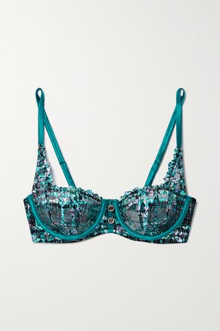 + NET SUSTAIN Gabrielle embellished embroidered recycled-tulle underwired soft-cup balconette bra