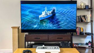 LG C1 OLED TV showing the film Dunkirk