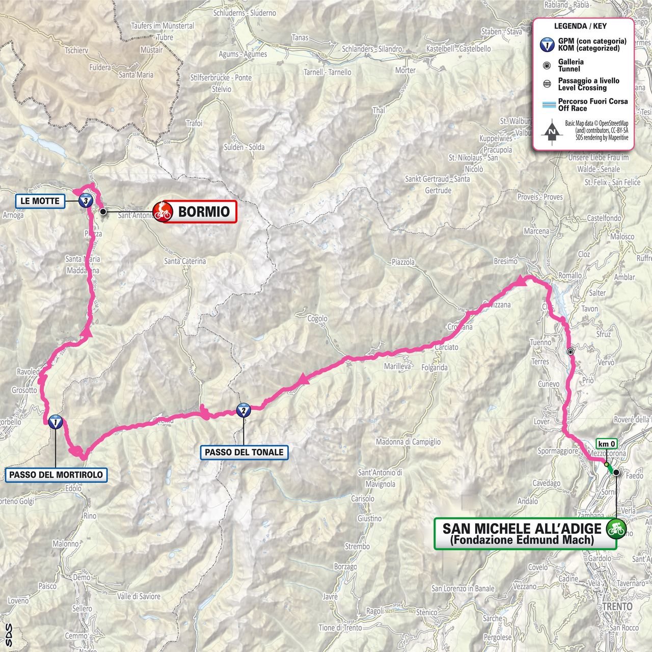 Stage 17 map for the 2025 Giro d'Italia