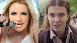 britney spears in her i wanna go music video and millie bobby brown in enola holmes 2