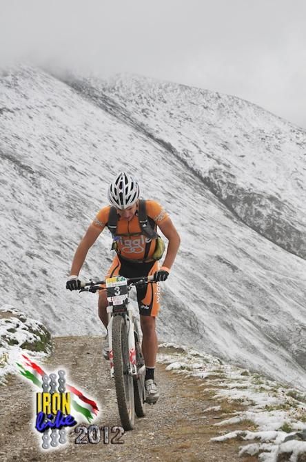 Riding to altitudes where snow is still present, in July at the Ironbike