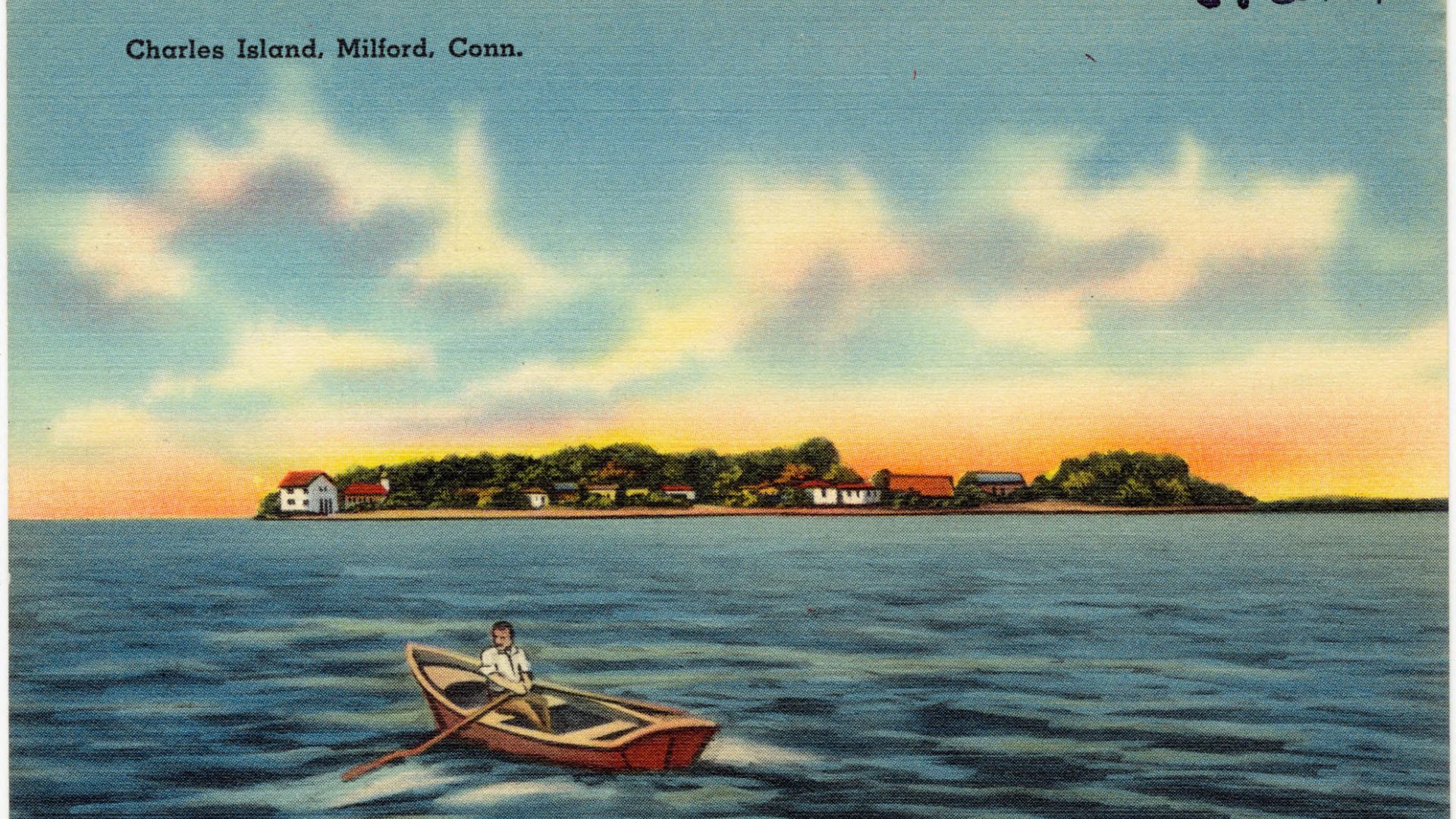 A postcard depicting Charles Island
