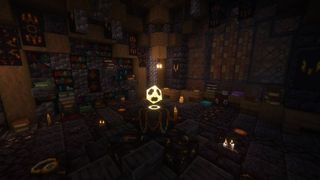 Minecraft mods - a spooky enchanting room in the Apotheosis mod