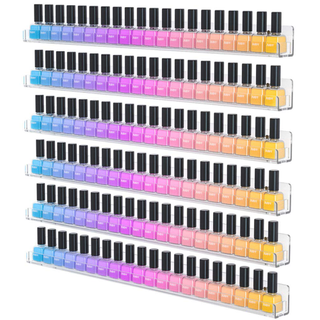 A set of 6 acrylic shelves for organizing nail polish