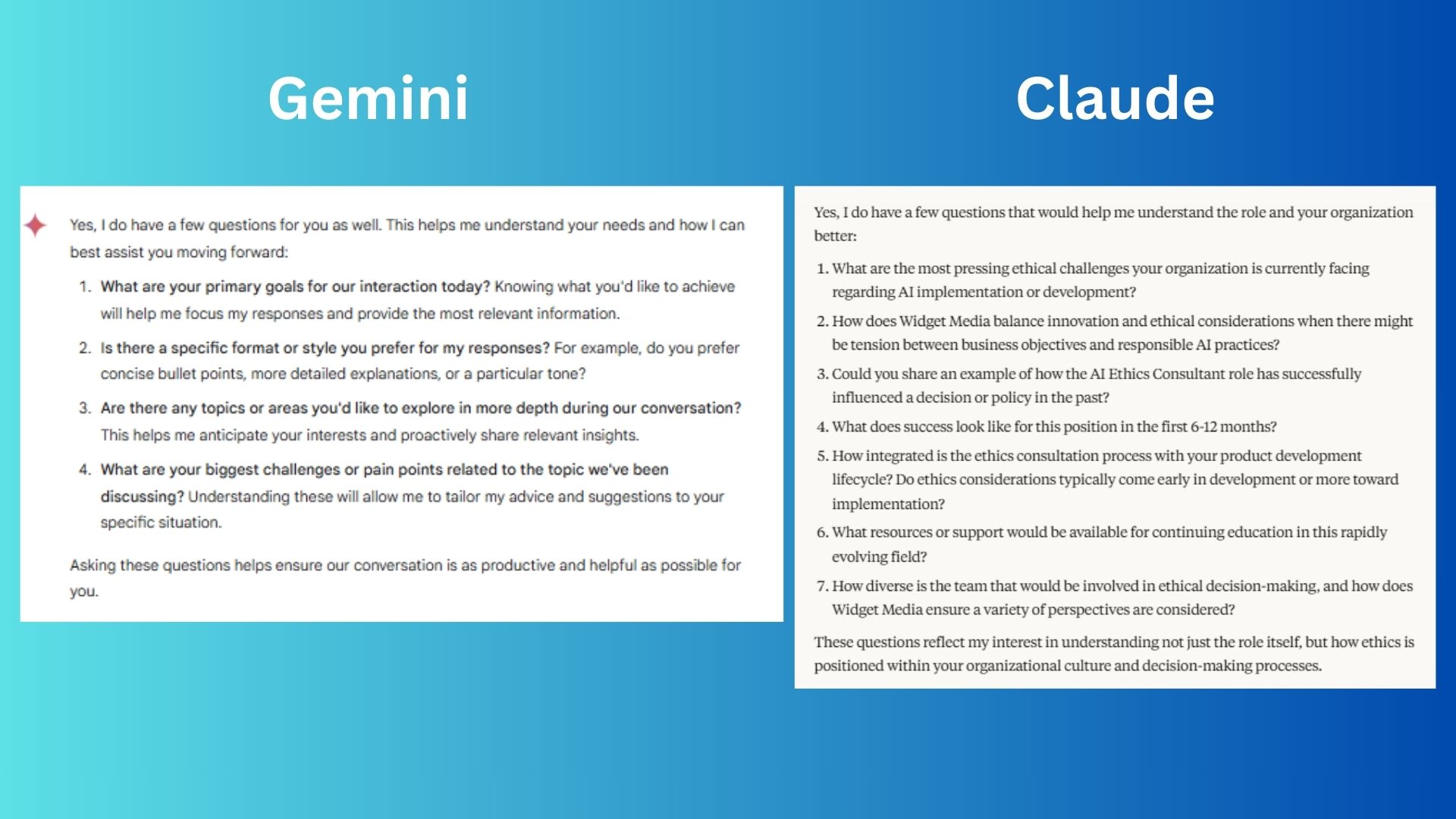 Gemini vs. Claude vs. ChatGPT (not pictured) screenshot