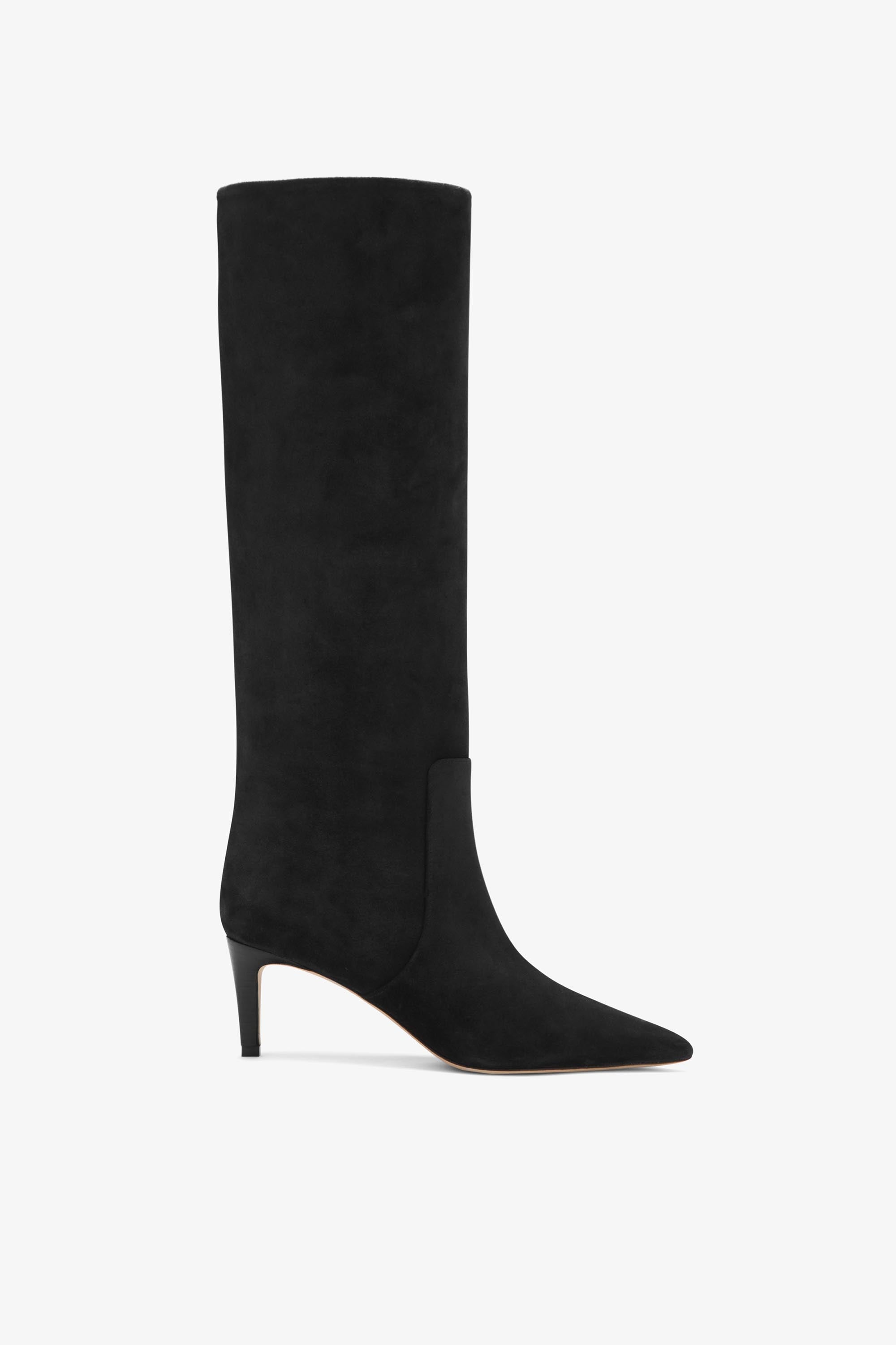 Black Suede Knee-High Boot - Paris Texas