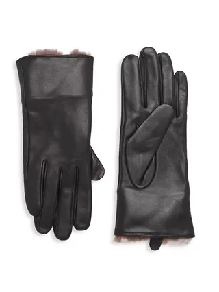 Faux Fur-Lined Leather Gloves