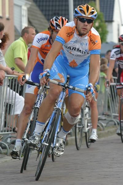 Martijn Maaskant (Garmin-Slipstream) heads the bunch mid-way through the race.