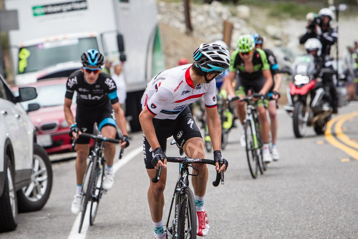Julian Alaphilippe (Etixx-Quick Step) looks back to see who is chasing