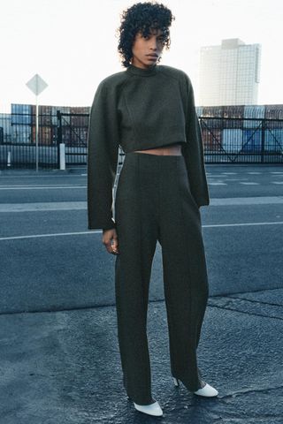 High-Waisted Straight Cut Trousers