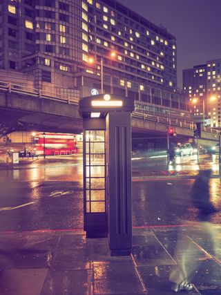 Long exposure image of a London street scene taken on the OM System OM-3 with the OM System M.Zuiko 17mm f/1.8 II