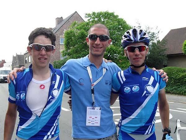 Ran Margaliot and Niv Libner with their coach David Reznik