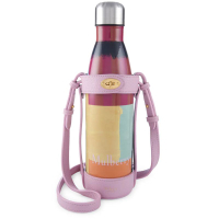 Mulberry Stainless Steel Bottle &amp; Leather Crossbody Holder: $380