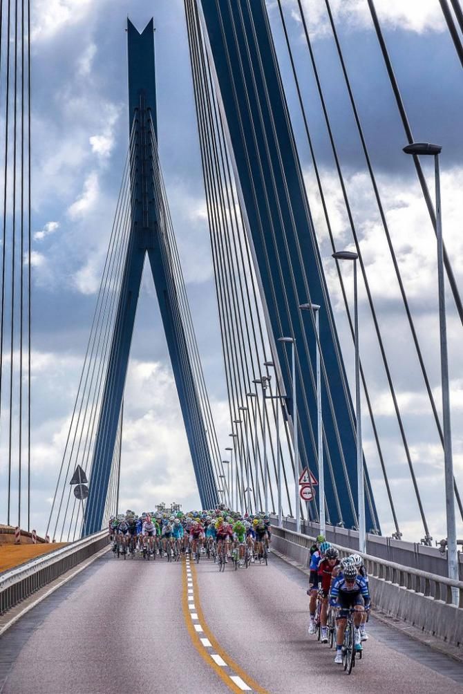 A small group attacks off the front of the peloton