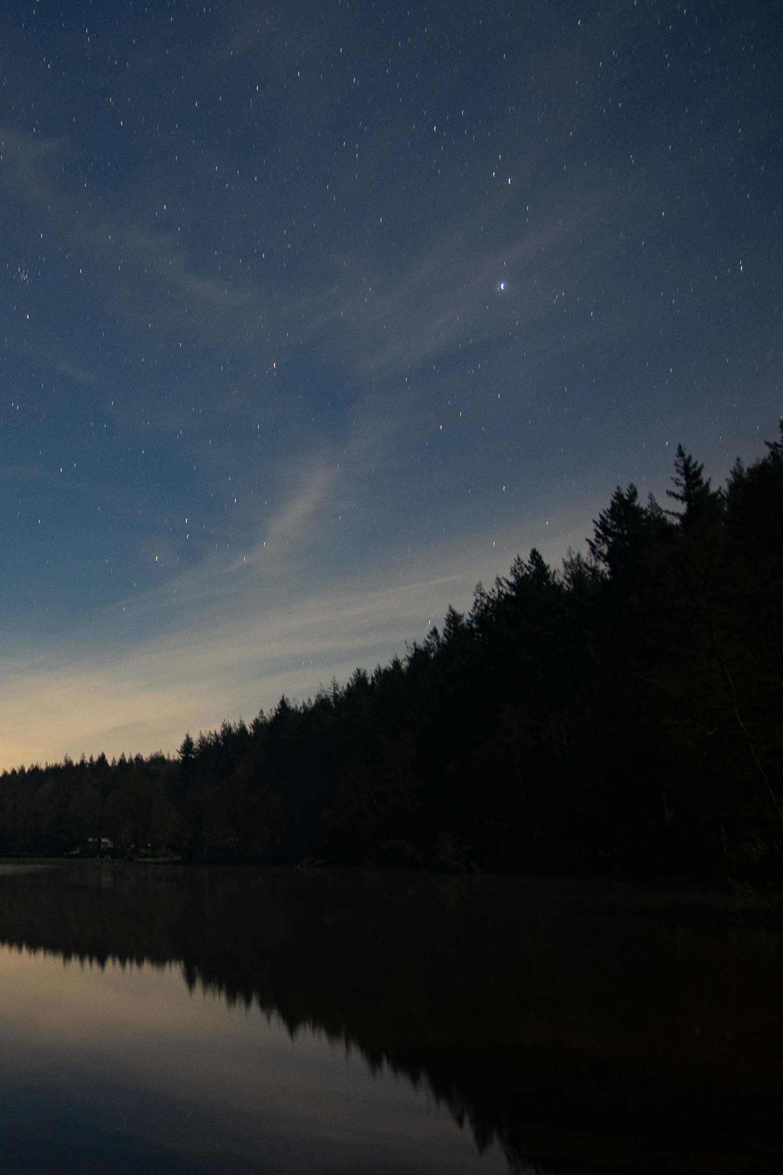 Astrophotography using the Canon EOS R6 showing night sky over forest