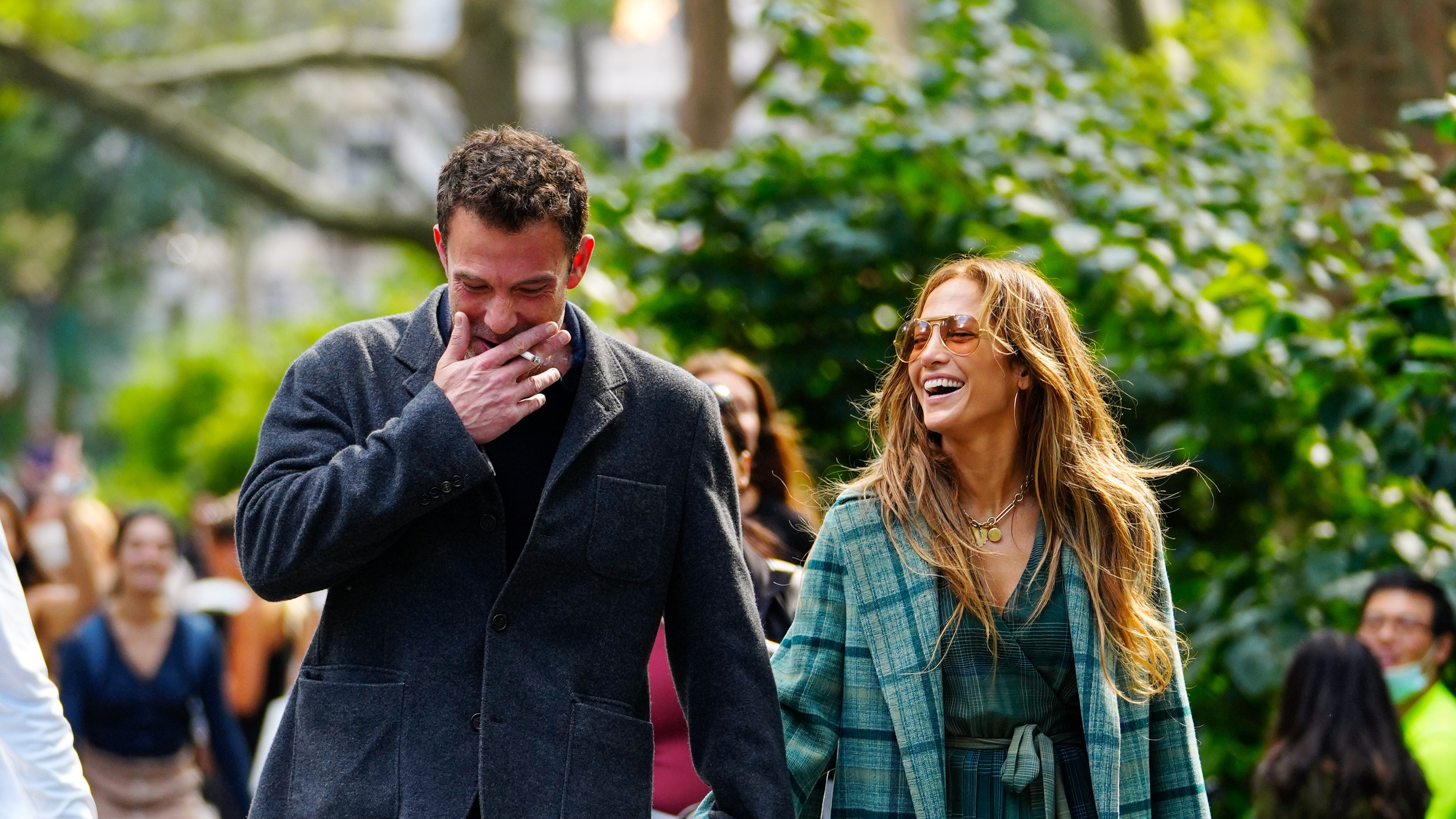 new york, new york september 26 jennifer lopez and ben affleck are seen on september 26, 2021 in new york city photo by gothamgc images