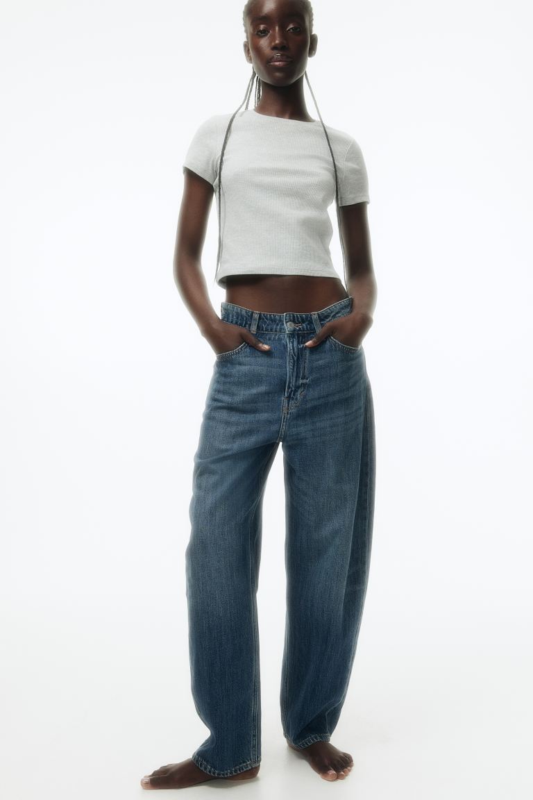 High Rise Barrel Leg Jeans
