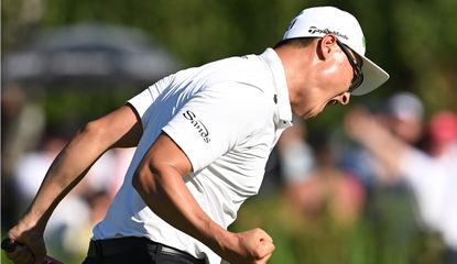 Haotong Li screams whilst holing the winning putt