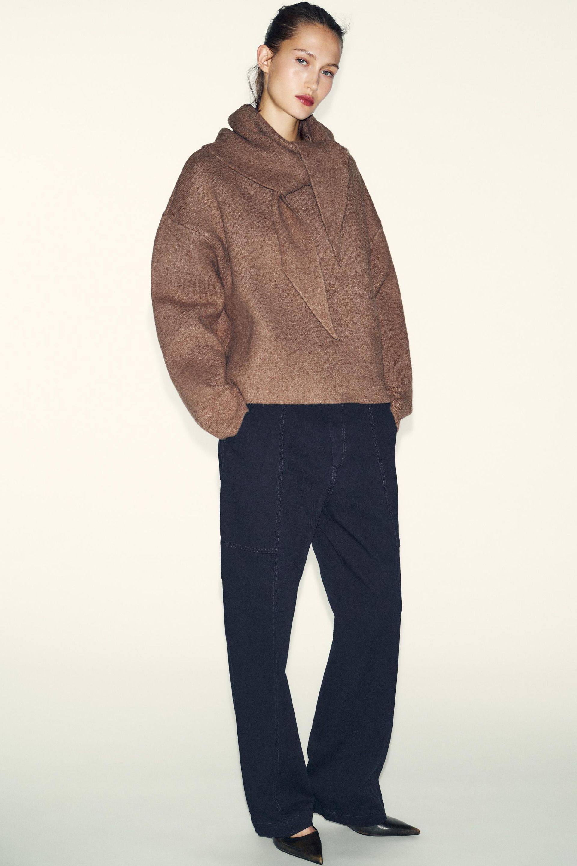 Knit Jumper With Scarf