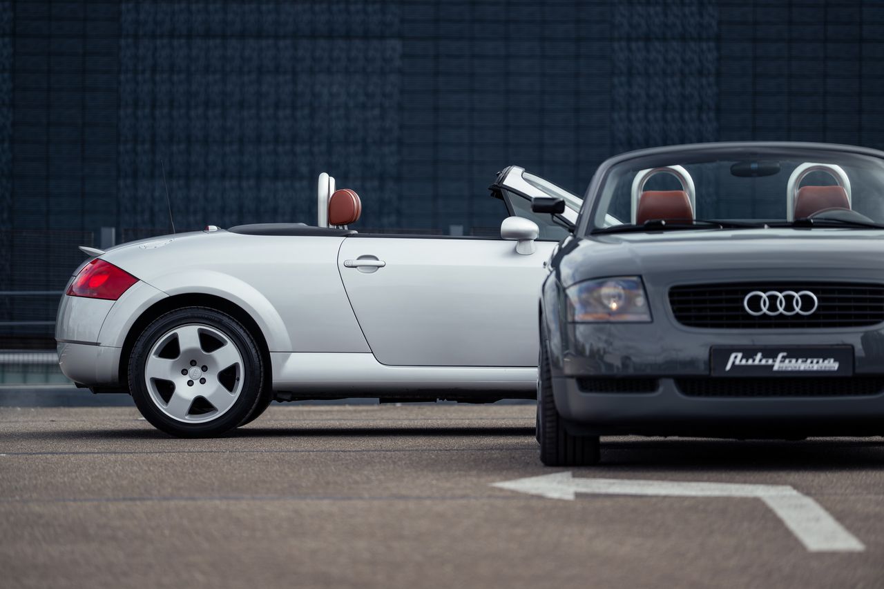 Niels van Roij's original silver TT seen alongside the Autoforma Audi TTS Restomod
