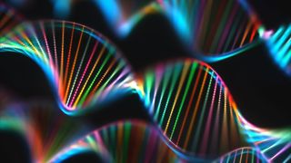 illustration of dna molecules depicted in rainbow colors