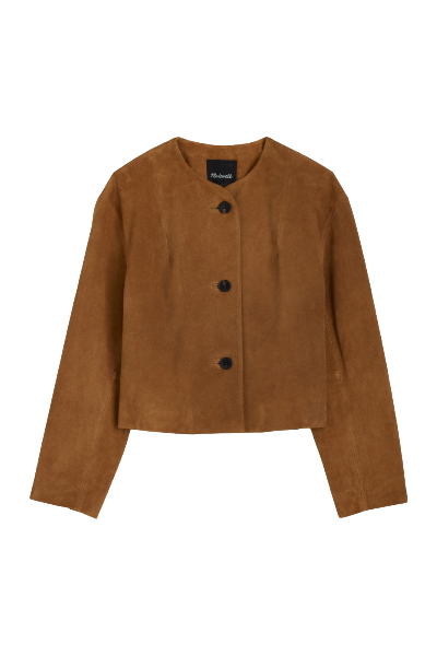 Crop Cardigan Jacket in Suede