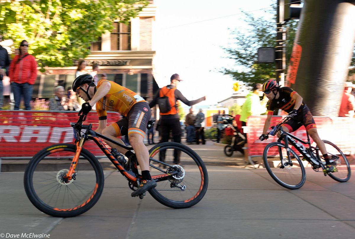 Chris Baddick (Boulder Cycle Sport) cornering with two laps remaining