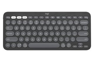 The Logitech Pebble Keys 2 K380S keyboard in black against a white background.