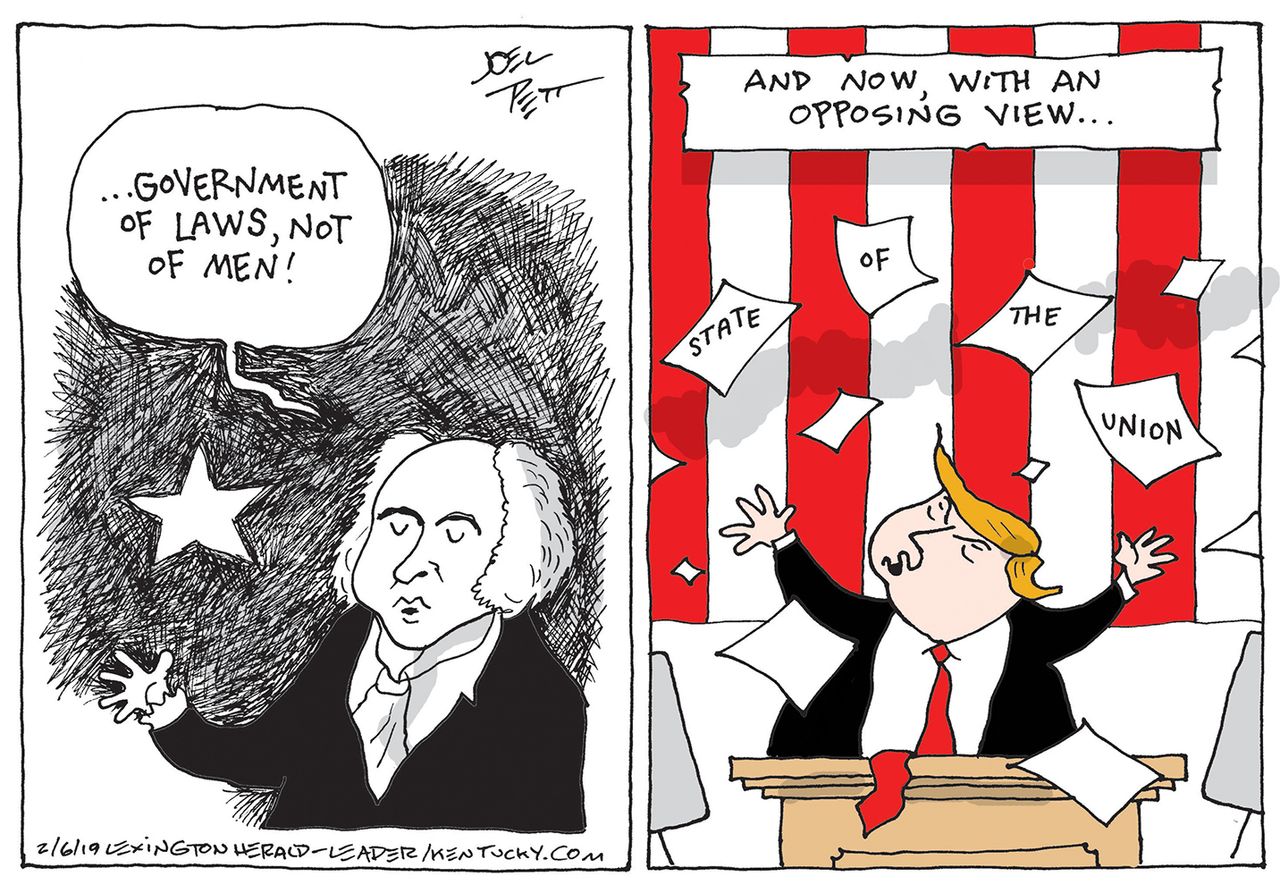 Political&amp;amp;nbsp;Cartoon&amp;amp;nbsp;U.S.&amp;amp;nbsp;Trump State of the Union Founding Fathers